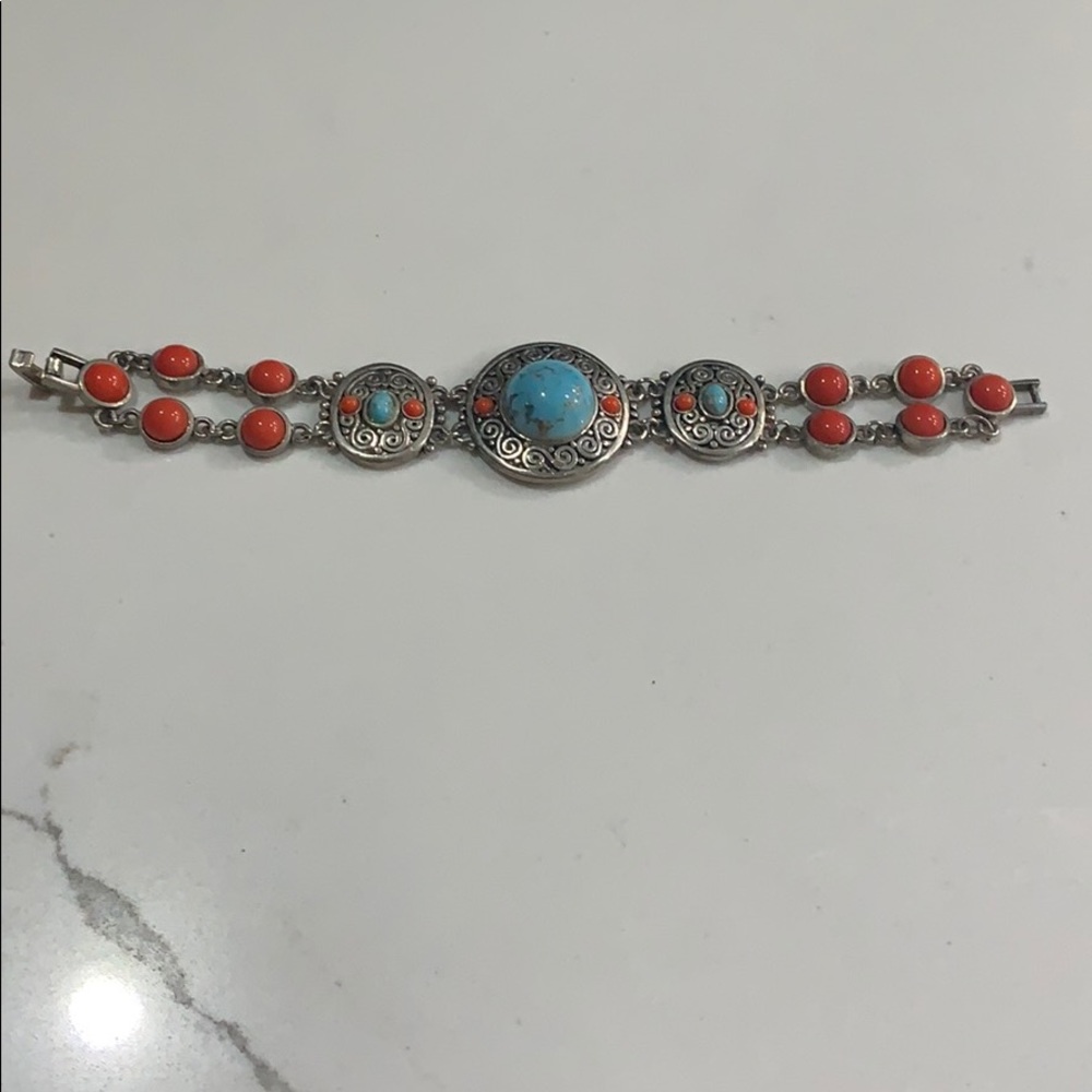 Silver turquoise stone bracelet
